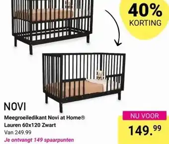 Van Asten BabySuperstore Meegroeiledikant Novi at HomeⓇ Lauren 60x120 Zwart aanbieding