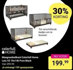 Van Asten BabySuperstore Meegroeiledikant Colorfull Home Lois V2 70x140 Pure Black aanbieding
