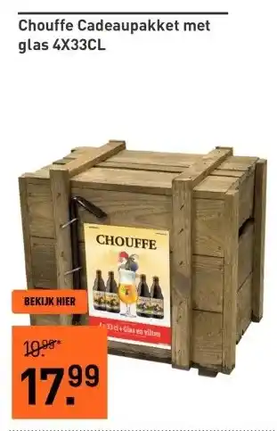 Gall & Gall Chouffe Cadeaupakket met glas 4X33CL aanbieding