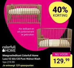 Van Asten BabySuperstore Meegroeiledikant Colorfull Home Luca V2 60x120 Pure Walnut Wash aanbieding