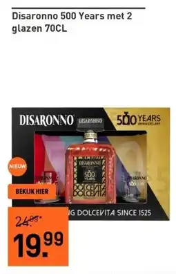 Gall & Gall Disaronno 500 Years met 2 glazen 70CL aanbieding