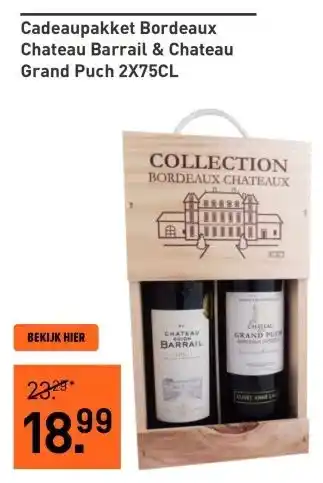 Gall & Gall Cadeaupakket Bordeaux Chateau Barrail & Chateau Grand Puch 2X75CL aanbieding