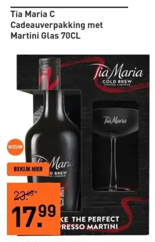 Gall & Gall Tia Maria C Cadeauverpakking met Martini Glas 70CL aanbieding
