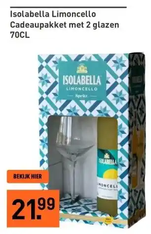 Gall & Gall Isolabella Limoncello Cadeaupakket met 2 glazen 70CL aanbieding