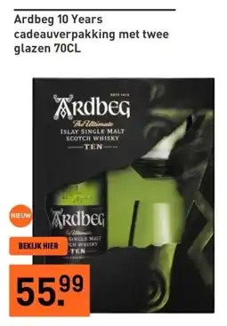 Gall & Gall Ardbeg 10 Years cadeauverpakking met twee glazen 70CL aanbieding
