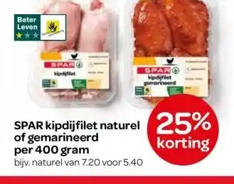 Spar SPAR kipdijfilet naturel of gemarineerd aanbieding