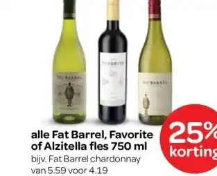 Spar alle Fat Barrel, Favorite of Alzitella fles 750 ml aanbieding