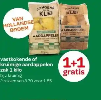 Spar vastkokende of kruimige aardappelen zak 1 kilo aanbieding