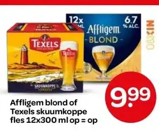 Spar Affligem blond of Texels skuumkoppe fles 12x300 ml aanbieding