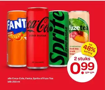 Spar alle Coca-Cola, Fanta, Sprite of Fuze Tea blik 250 ml aanbieding
