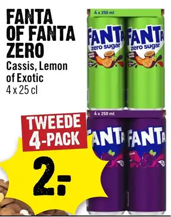 Dirck 3 Fanta of fanta zero cassis, lemon of exotic aanbieding