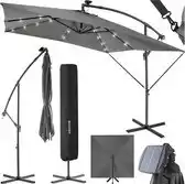 Praxis tectake - Parasol Sunna LED-zonneenergie met zwengel 2,5 x 2,5 m - Lichtgrijs aanbieding