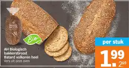 Albert Heijn AH Biologisch bakkersbrood Batard volkoren heel aanbieding