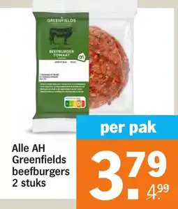 Albert Heijn Alle AH Greenfields beefburgers aanbieding