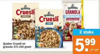 Albert Heijn Quaker Cruesli en granola aanbieding