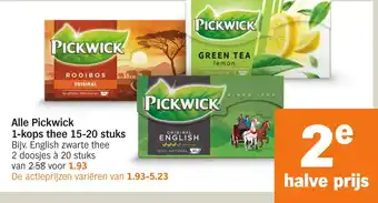 Albert Heijn Alle Pickwick 1-kops thee 15-20 stuks aanbieding