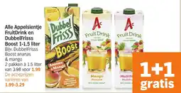 Albert Heijn Alle Appelsientje FruitDrink en DubbelFrisss Boost aanbieding