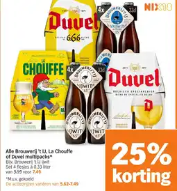 Albert Heijn Alle Brouwerij 't IJ, La Chouffe of Duvel multipacks aanbieding