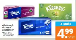 Albert Heijn Alle A-merk tissues of zakdoeken aanbieding