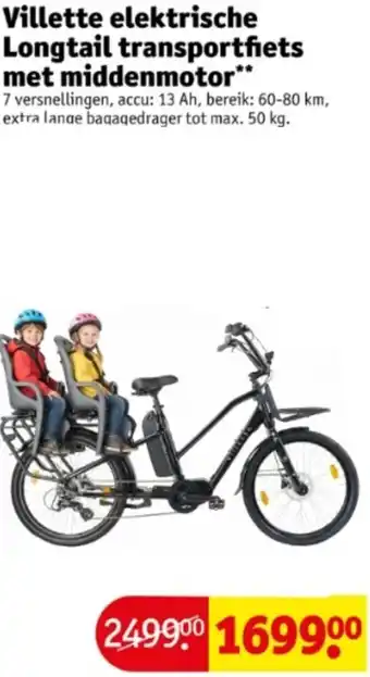 Kruidvat Villette elektrische Longtail transportfiets met middenmotor aanbieding
