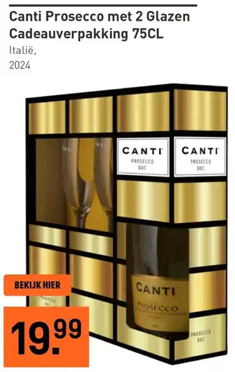 Gall & Gall Canti Prosecco met 2 Glazen Cadeauverpakking aanbieding