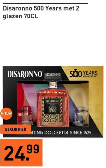 Gall & Gall Disaronno 500 Years met 2 glazen aanbieding