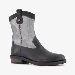 Scapino Braqeez leren meisjes western boots zwart zilver aanbieding