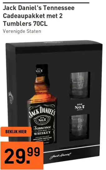 Gall & Gall Jack Daniel's Tennessee Cadeaupakket met 2 Tumblers aanbieding