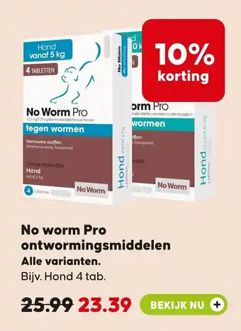 Pets Place No worm Pro ontwormingsmiddelen aanbieding