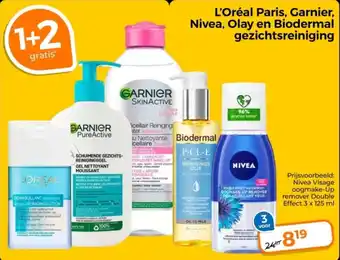 Trekpleister L'Oréal Paris, Garnier, Nivea, Olay en Biodermal gezichtsreiniging aanbieding