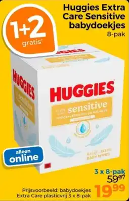 Trekpleister Huggies Extra Care Sensitive Babydoekjes aanbieding