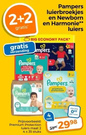 Trekpleister Pampers Luierbroekjes en Newborn en Harmonie Luiers aanbieding