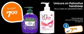 Trekpleister Unicura en Palmolive handzeep aanbieding