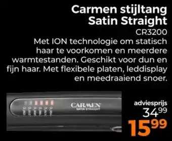 Trekpleister Carmen stijltang Satin Straight CR3200 aanbieding