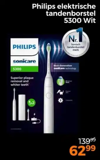 Trekpleister Philips elektrische tandenborstel 5300 Wit aanbieding
