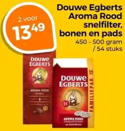 Trekpleister Douwe Egberts Aroma Rood snelfilter, bonen en pads aanbieding
