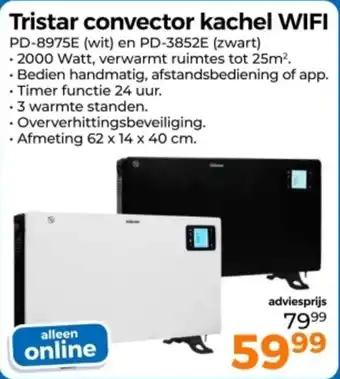 Trekpleister Tristar convector kachel WIFI aanbieding