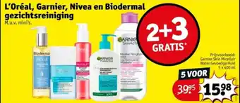 Kruidvat L'Oréal, Garnier, Nivea en Biodermal gezichtsreiniging aanbieding
