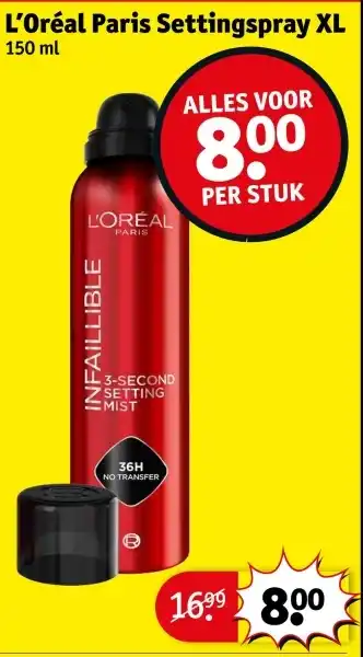 Kruidvat L'Oréal Paris Settingspray XL aanbieding