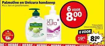 Kruidvat Palmolive en Unicura handzeep aanbieding