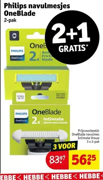 Kruidvat Philips navulmesjes OneBlade aanbieding