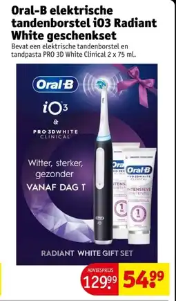 Kruidvat Oral-B elektrische tandenborstel i03 Radiant White geschenkset aanbieding