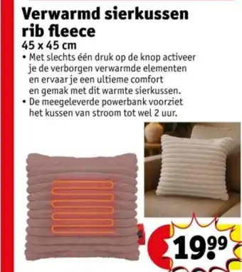 Kruidvat Verwarmd sierkussen rib fleece aanbieding