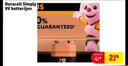 Kruidvat Duracell Simply 9V batterijen aanbieding