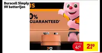 Kruidvat Duracell Simply 9V batterijen aanbieding
