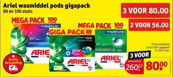 Kruidvat Ariel wasmiddel pods gigapack aanbieding