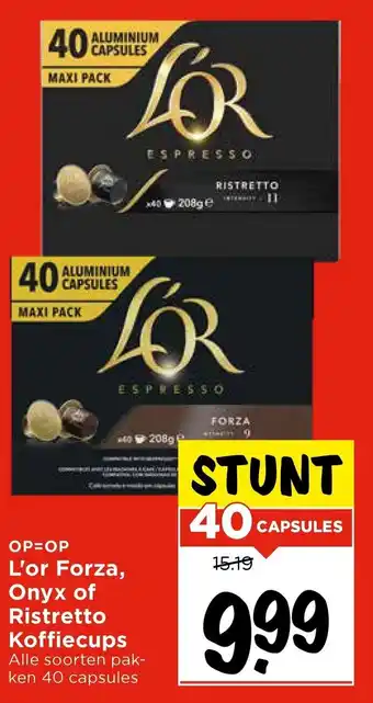 Vomar Voordeelmarkt L'or Forza, Onyx of Ristretto Koffiecups aanbieding