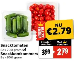 Vomar Voordeelmarkt Snacktomaten of Snackkomkommers aanbieding