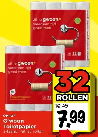 Vomar Voordeelmarkt G'woon Toiletpapier aanbieding
