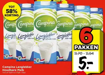 Vomar Voordeelmarkt Campina Langlekker Houdbare Melk aanbieding